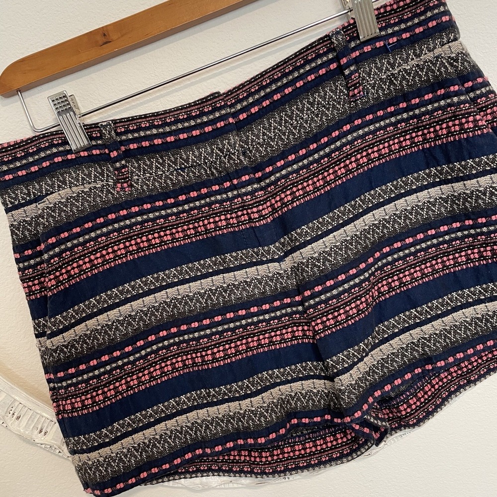 Ann Taylor Loft Womens Riviera Shorts Blue Gray Pink Stripe Pockets Cotton Sz 2